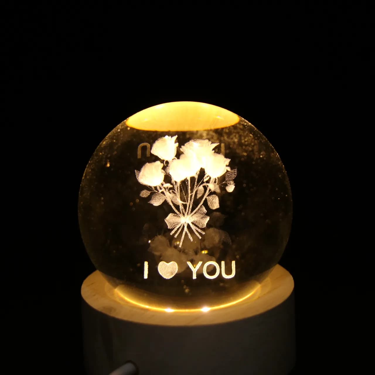 گوی چراغ خواب گل رز I LOVE YOU سایز 3 (کد3) 36805