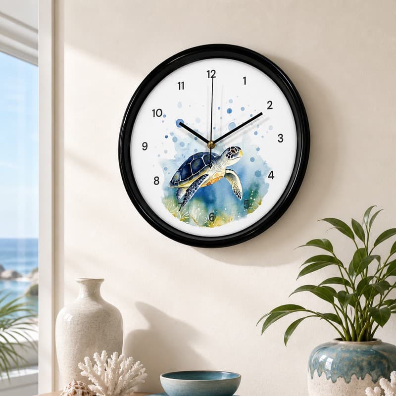 ساعت دیواری عقربه ای با نشانگر عددی طرح لاکپشت دریایی مدل moon-34 فیلبندشاپ مدل 839152 — تصویر ۳