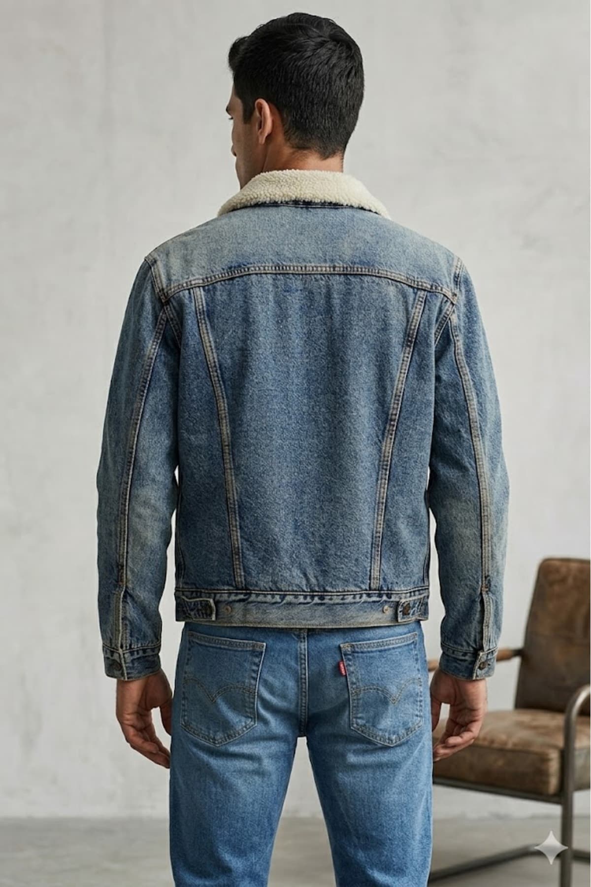 کت لیوایز مردانه 100% پنبه آبی راسته Regular/رگولار Trucker Daily/روزانه | Levi’s 2.0 SHERPA TRUCKER TR — تصویر ۳
