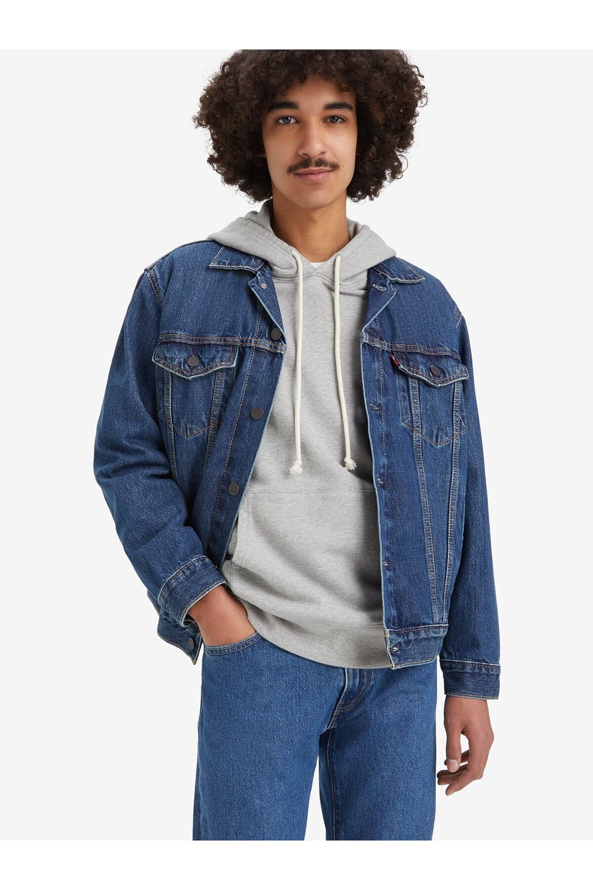 کت لیوایز مردانه پنبه ای آبی راسته Relaxed/ریلکس Relaxed/ریلکس کژوال/روزمره | Levi’s 001TP TR — تصویر ۴
