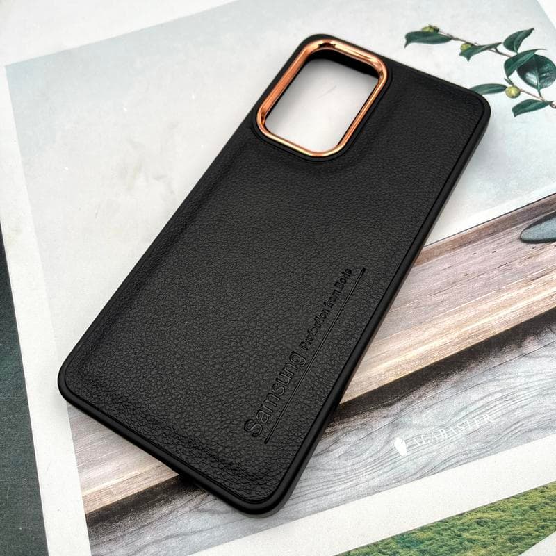 قاب گوشی Galaxy A33 سامسونگ چرمی دور سیلیکونی آمریکایی لنز متال مشکی کد 439798 — تصویر ۲