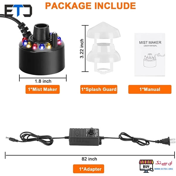 ماژول تولید بخار سرد اولتراسونیک (اتومیزر) 550mL در ساعت چراغ دار — تصویر ۷
