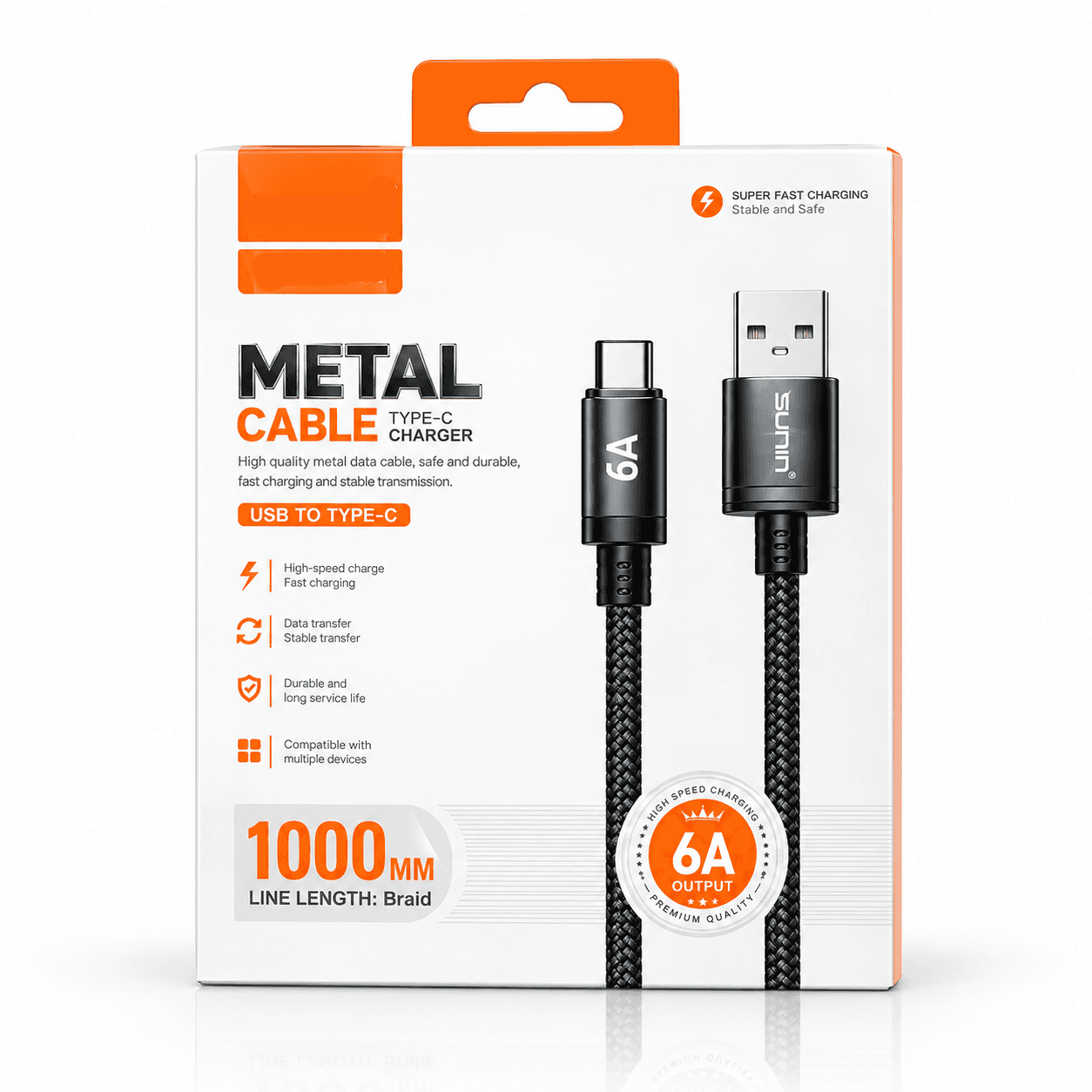 کابل شارژر USB به Type-C مدل سانپین DM-97 TC