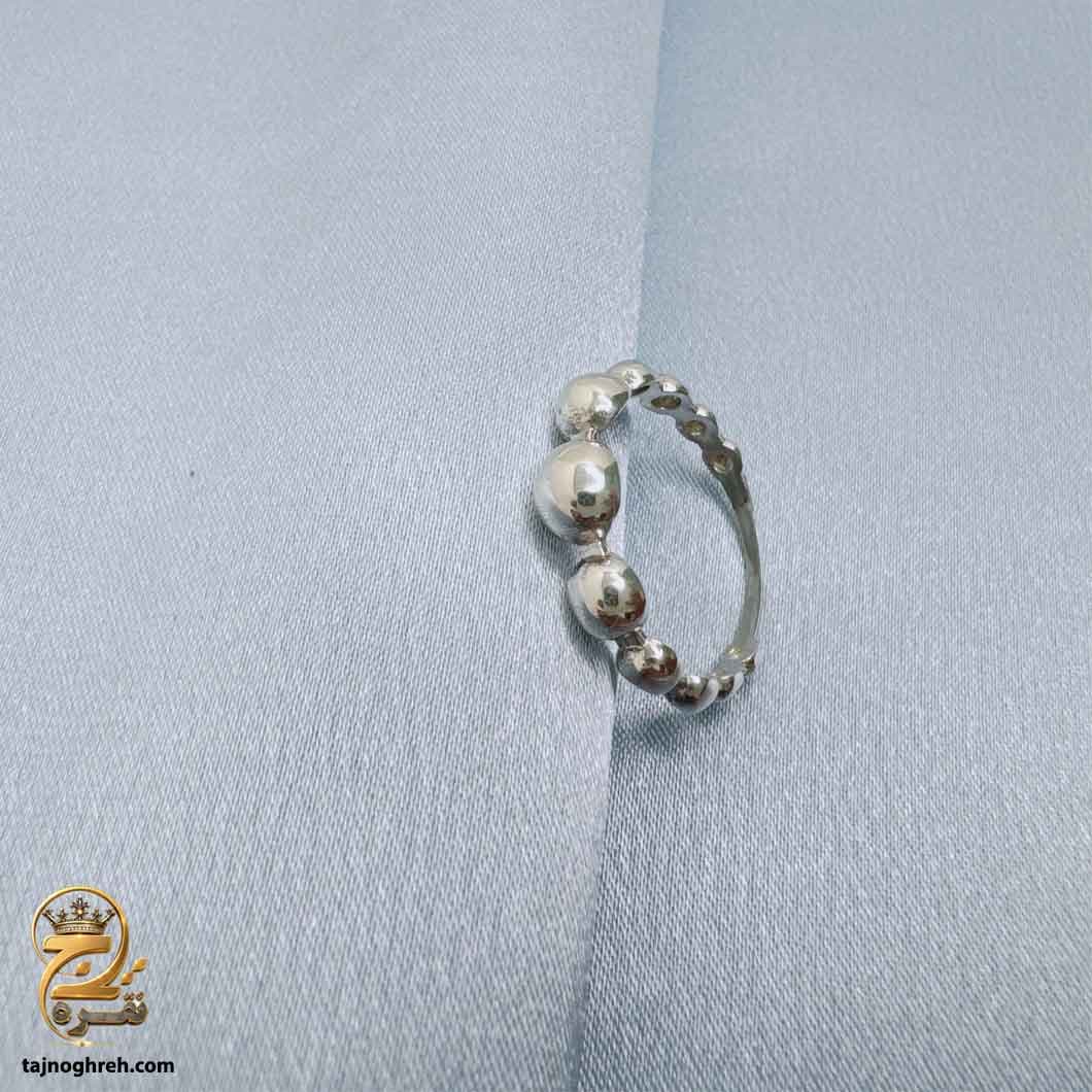 انگشتر نقره زنانه طرح توپی ظریف مدل RSW F91 — تصویر ۵