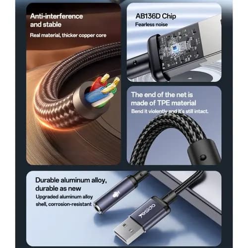 تبدیل کابل AUX به USB یسیدو Yesido YAU46 — تصویر ۴