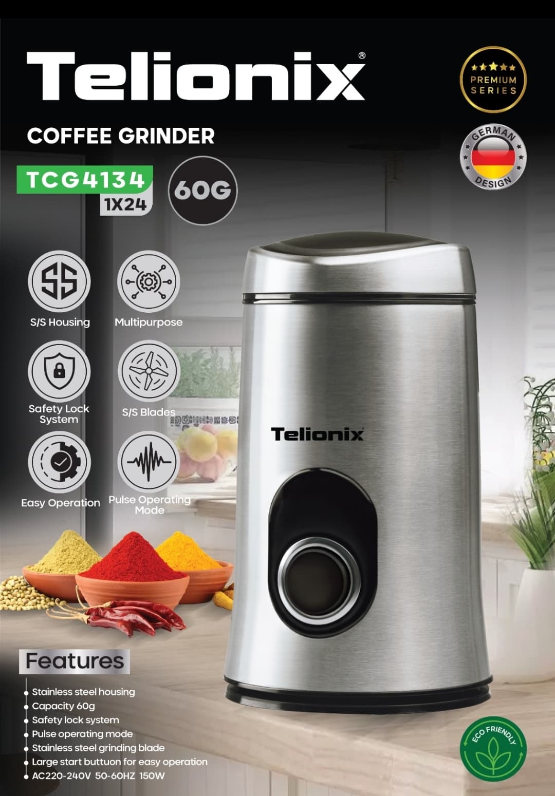 آسیاب قهوه و ادویه تلیونیکس TCG4134