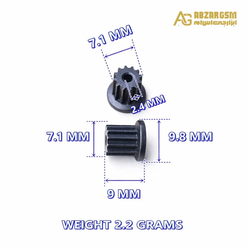 پولی فلزی 12 دندانه شفت 2.4mm مناسب موتور 385 — تصویر ۴