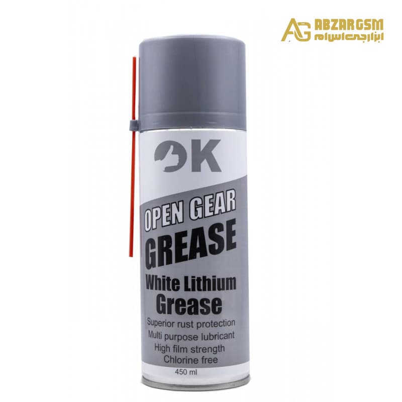 اسپری گریس لیتیوم سفید نسوز 450ml مارک OK