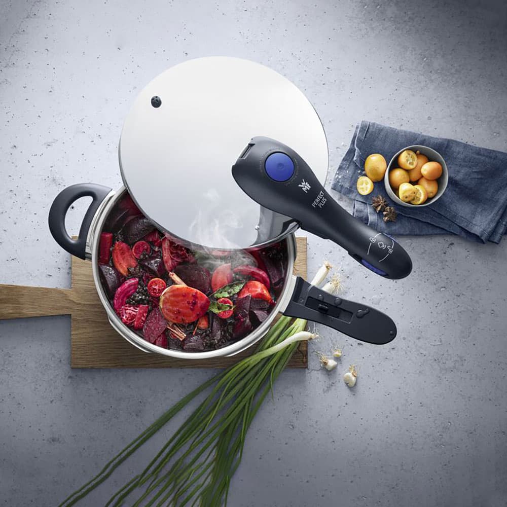 زودپز دو قلو دبلیو ام اف مدل WMF PERFECT Plus گنجایش 3 و 4.5 لیتر به همراه بخارپز — تصویر ۱۱