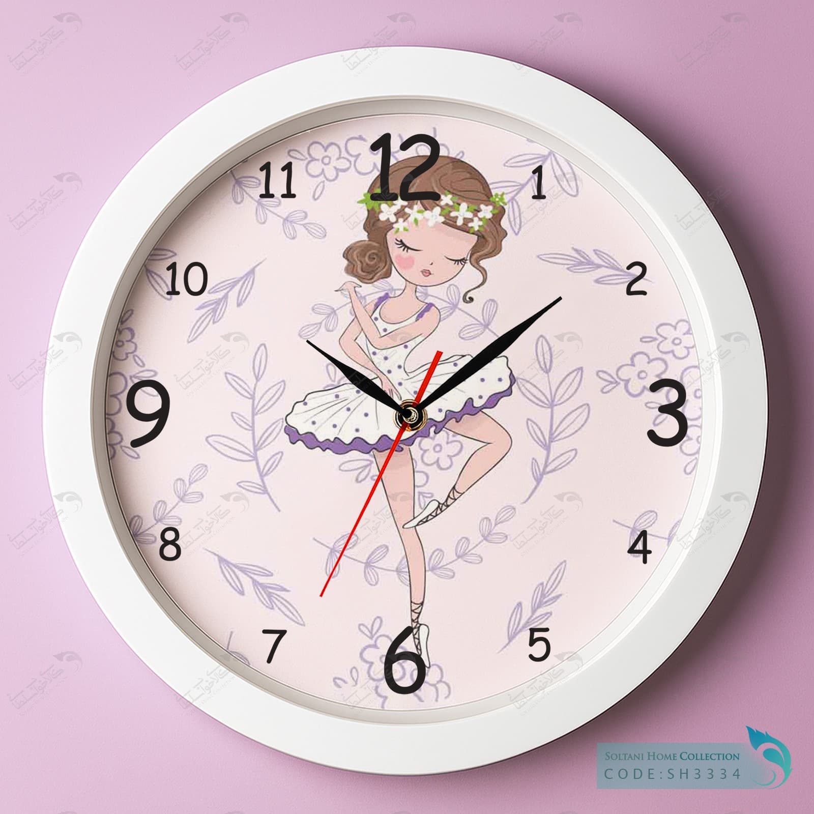 ساعت دیواری دخترانه طرح بالرین کد SH3334