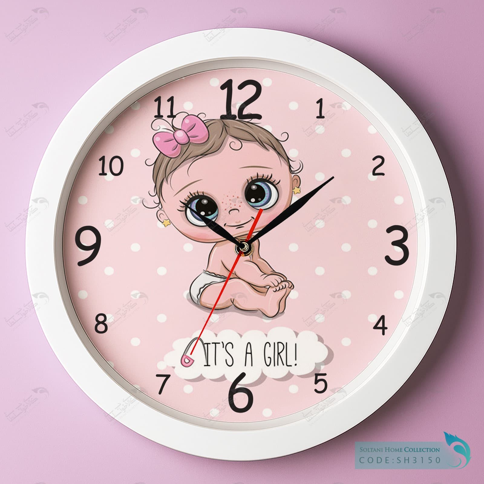 ساعت دیواری دخترانه طرح نی نی کوچولو کد SH3150