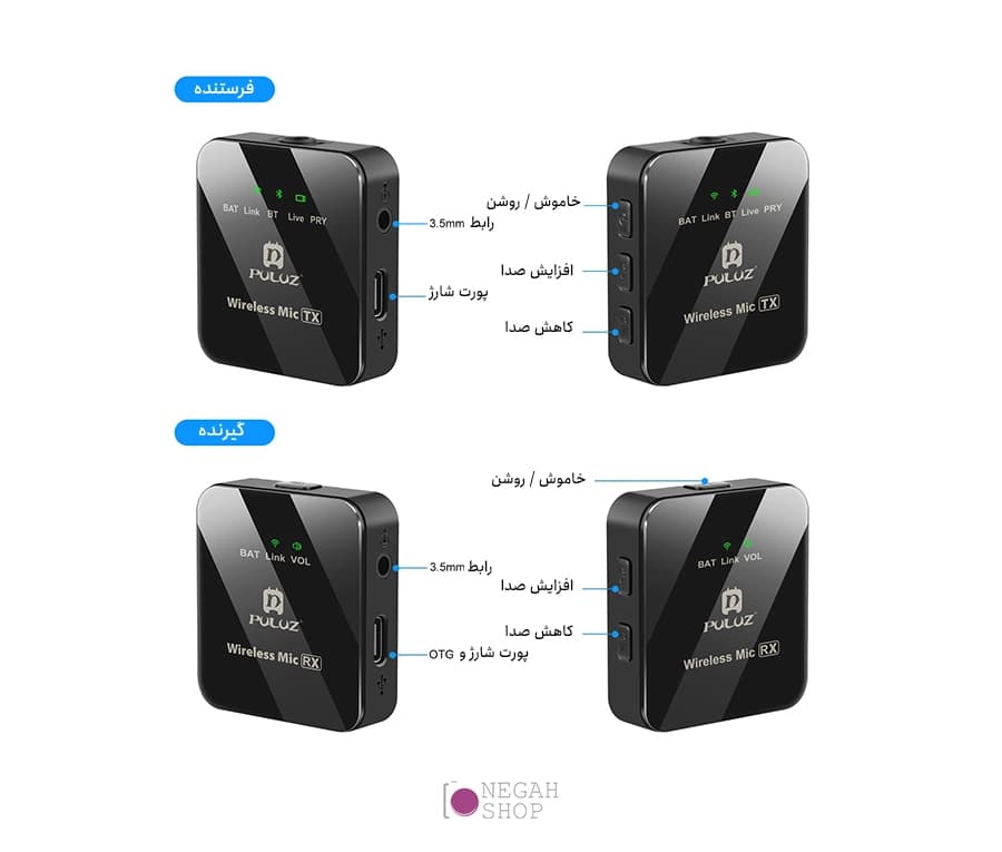 میکروفون بی سیم پلوز Puluz PU3154B — تصویر ۶