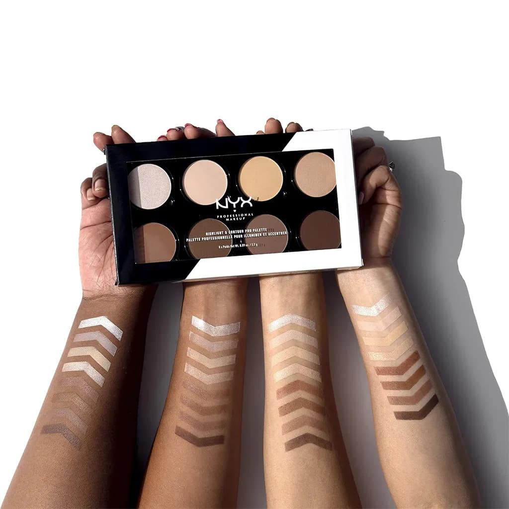 پالت کانتور و هایلایتر حرفه‌ای نیکس ۸ رنگ مدل Highlight & Contour Pro Palette — تصویر ۲