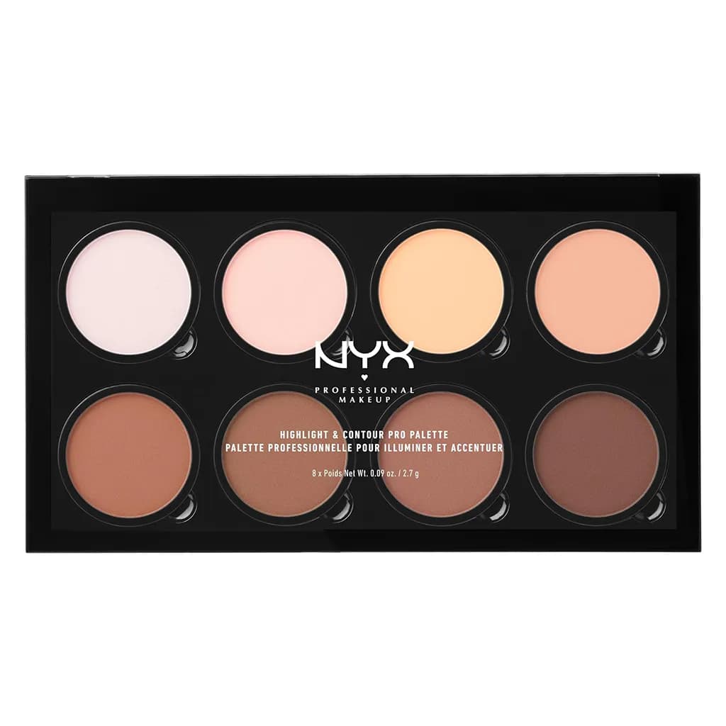 پالت کانتور و هایلایتر حرفه‌ای نیکس ۸ رنگ مدل Highlight & Contour Pro Palette