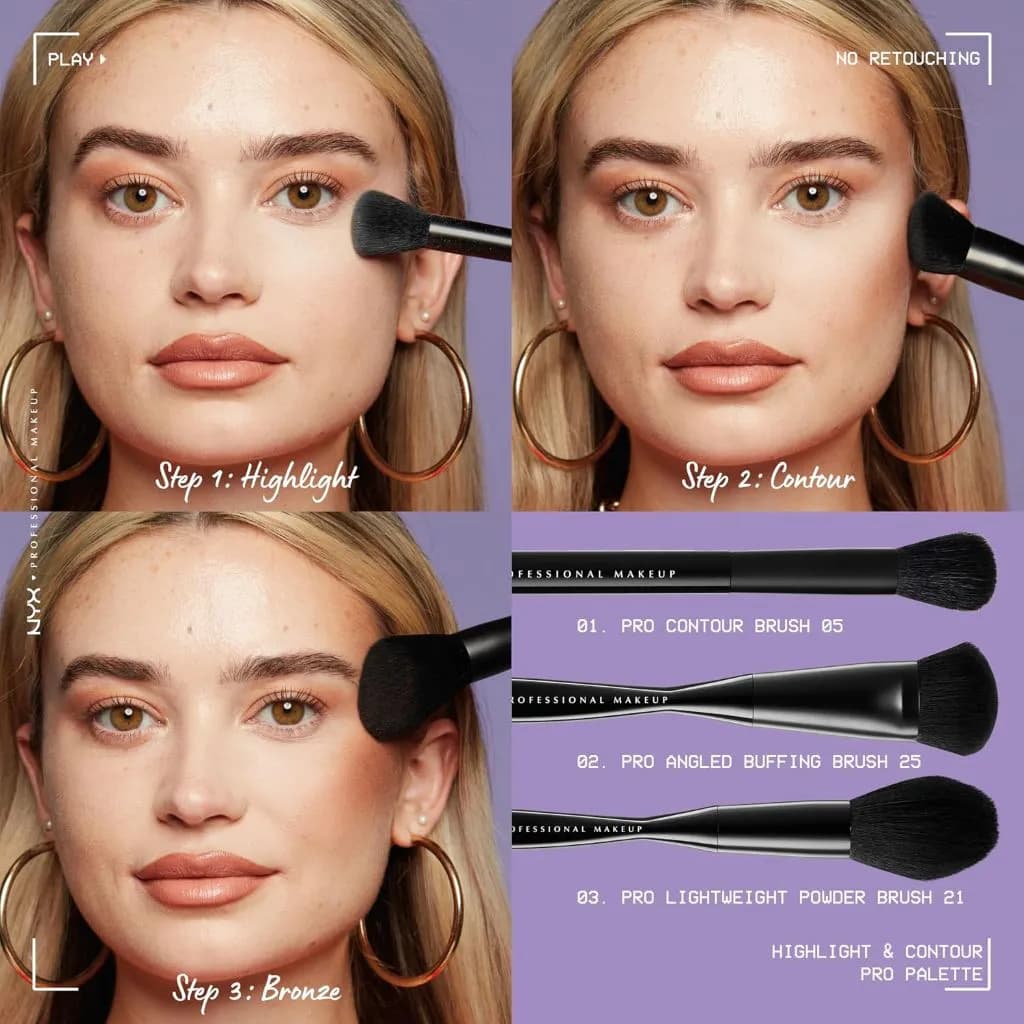 پالت کانتور و هایلایتر حرفه‌ای نیکس ۸ رنگ مدل Highlight & Contour Pro Palette — تصویر ۵