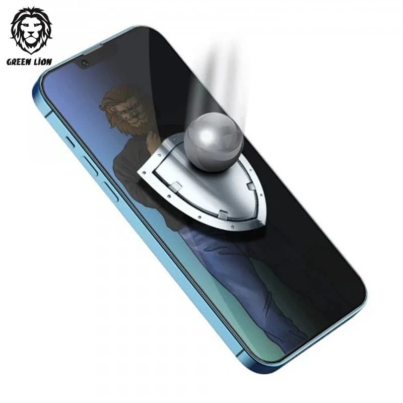 گلس حریم شخصی تمام صفحه تمام چسب گرین لاین آیفون iPhone 16 Pro Green Lion Diego Pet Privacy — تصویر ۶