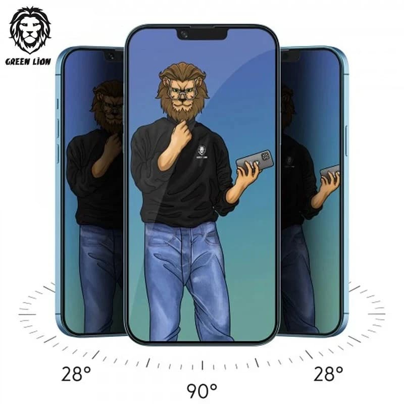گلس حریم شخصی تمام صفحه تمام چسب گرین لاین آیفون iPhone 16 Pro Green Lion Diego Pet Privacy — تصویر ۵