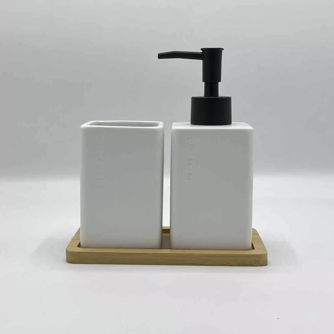 ست جا مایعی و مسواک سرامیکی سفید 333411