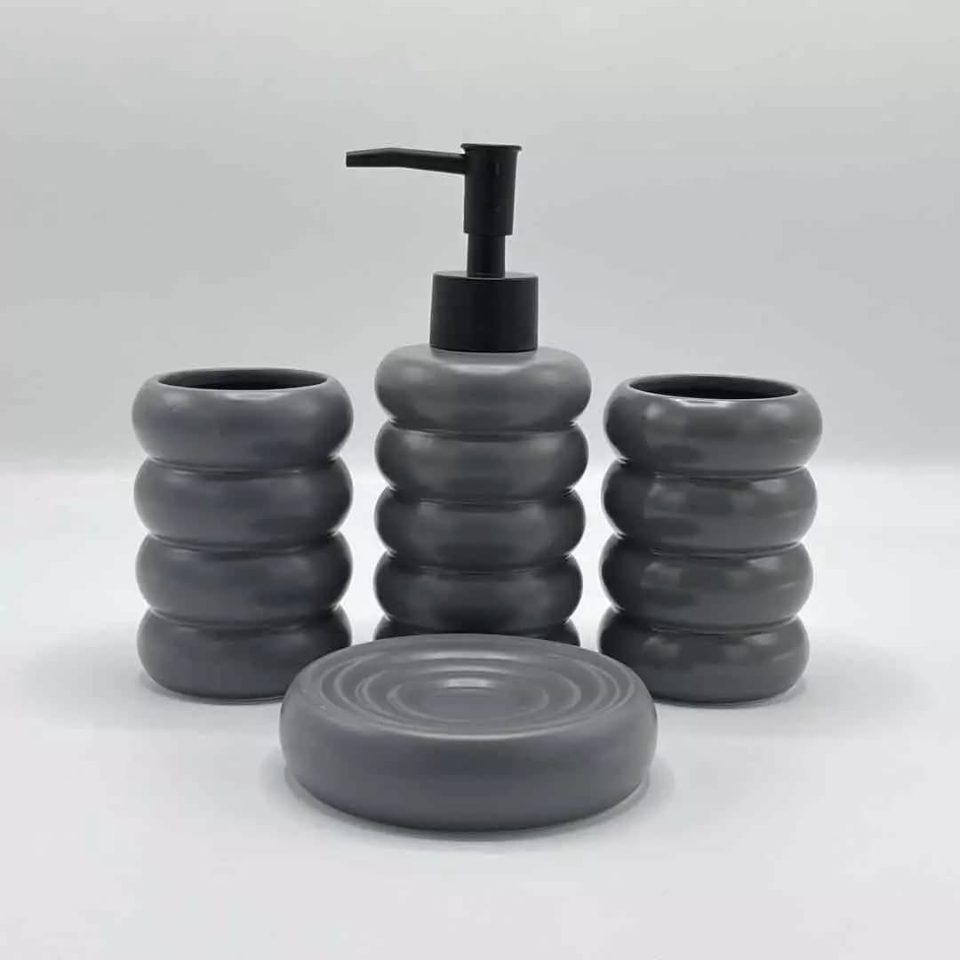 ست جا مایعی سرامیکی طوسی 333408