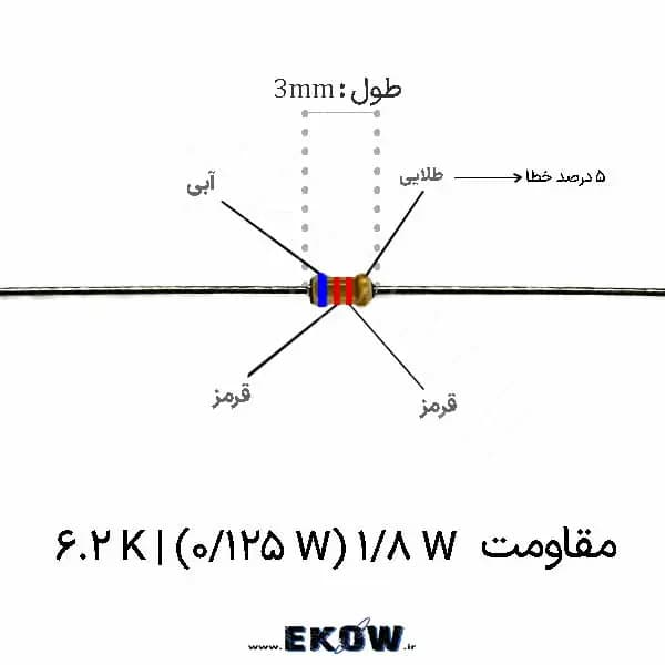 مقاومت 1/8 وات 1.2 کیلو اهم ( 1/8W 1.2K ) پک 100 عددی — تصویر ۴