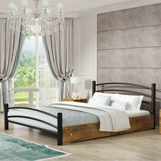 تخت خواب دو نفره فلزی مدل شادی با کشو بدون تشک مبلمان فرنا مدل 1145403