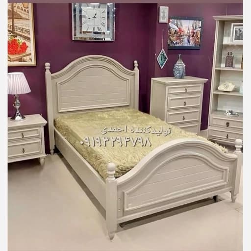 تخت خواب کرمی تک نفره نوجوان کلاسیک مبلمان فرنا مدل 1145388