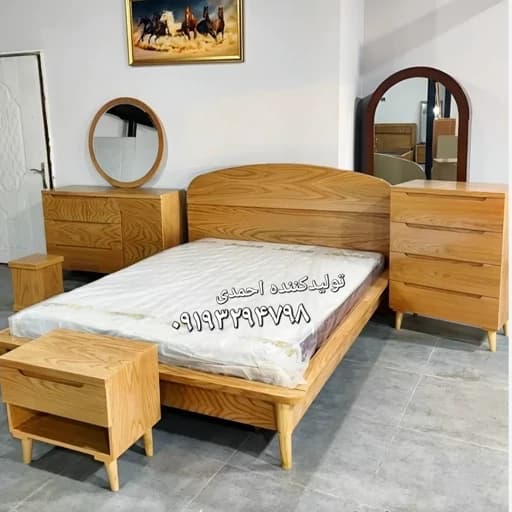 سرویس خواب دونفره چوبی مدرن مبلمان فرنا مدل 1145385