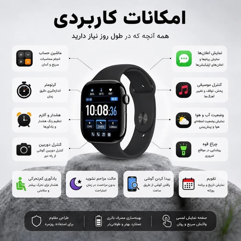 ساعت هوشمند 45 میلی متری لیواکس مدل H14 Pro با بند پارچه ای — تصویر ۶