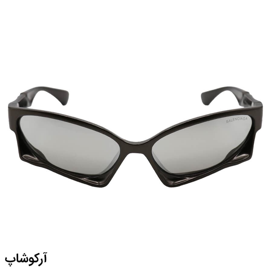 عینک آفتابی Balenciaga با فریم فانتزی، رنگ قهوه‌ای، بیضی شکل و لنز آینه‌ای نقره‌ای رنگ مدل 19649 — تصویر ۳
