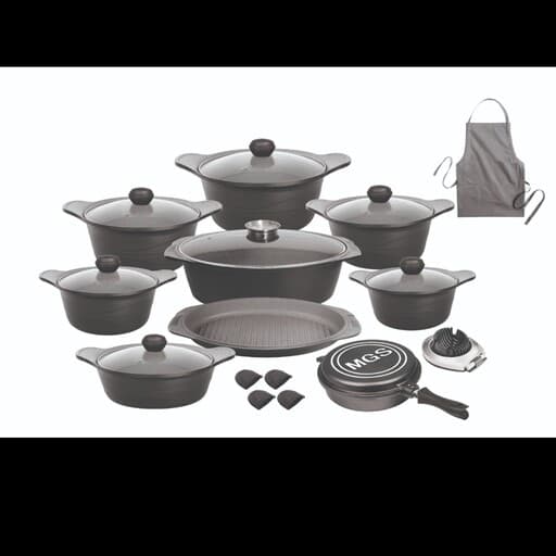 سرویس قابلمه چدن گرانیت 23 پارچه MGS طرح کره ای D