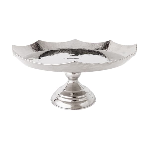 شیرینی خوری مسی رنگ نقره ای طرح خورشیدی دست ساز کد ZH316.3