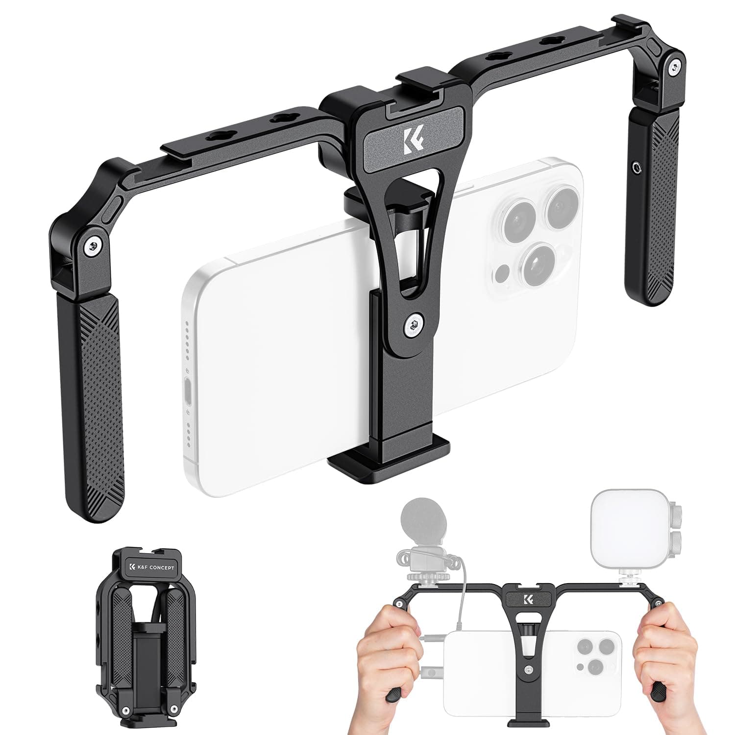 کیج موبایل با دسته‌های دوگانه – K&F KF31.092 Concept Foldable Phone Video Rig