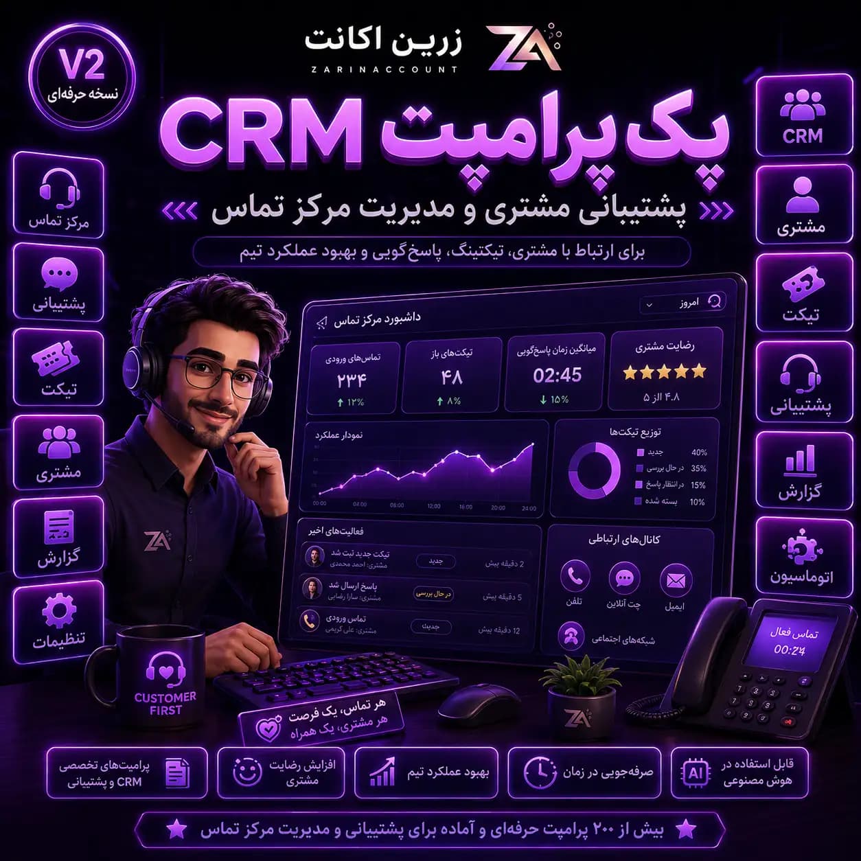 پک پرامپت CRM، پشتیبانی مشتری و مدیریت مرکز تماس
