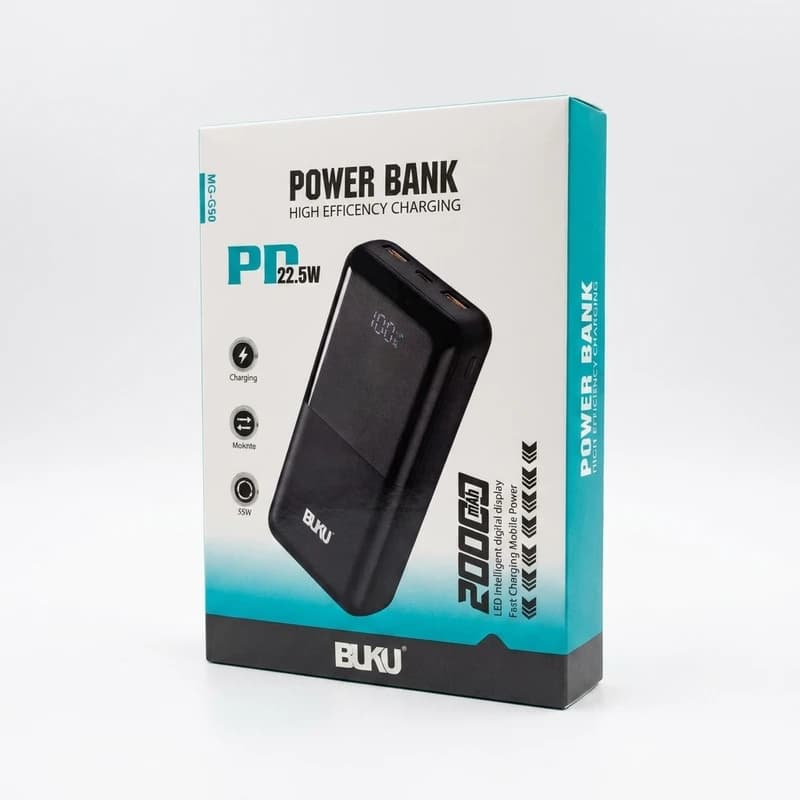 پاوربانک 22.5 وات بوکو مدل MG-G105 20000 ظرفیت 20000 میلی‌آمپرساعت همراه کابل USB-C — تصویر ۳