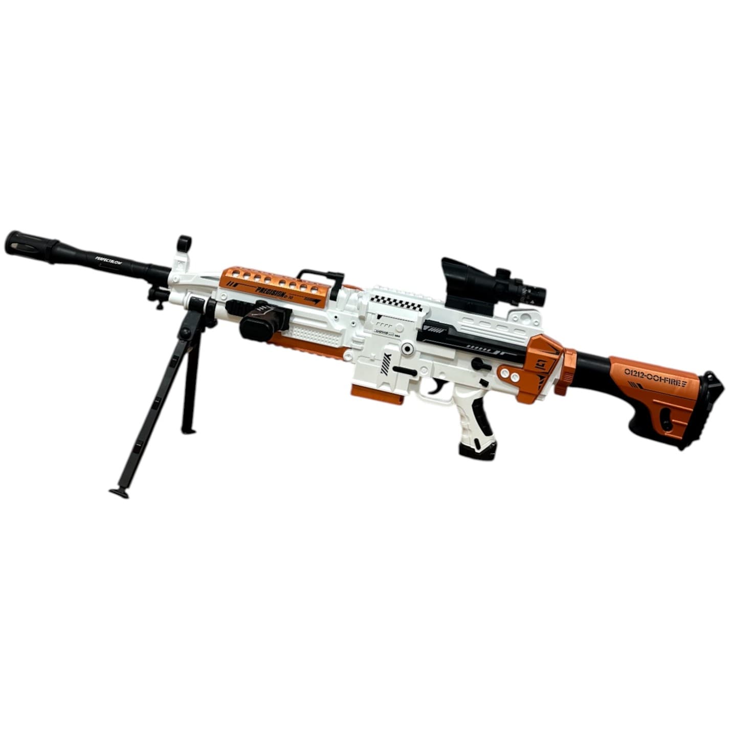 اسباب بازی تفنگ تیر ابری شارژی رگباری M249 نوری دودزا آیتم 903-2 — تصویر ۵