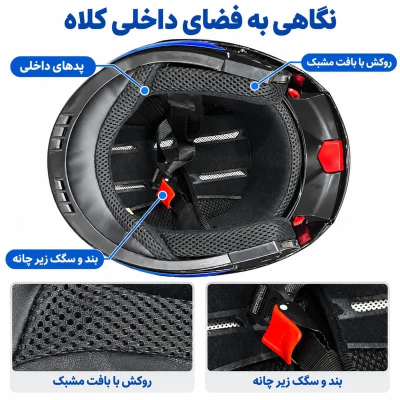 کلاه کاسکت فک متحرک مدل F-2 کد 00MED — تصویر ۵