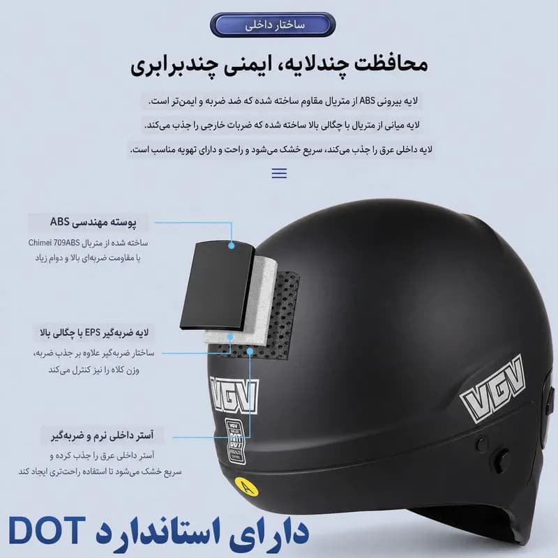 کلاه کاسکت فک جداشونده وی جی وی مدل VGV-50 — تصویر ۳