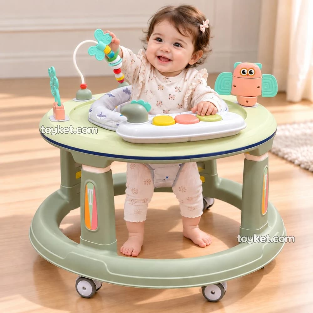 روروئک موزیکال کودک با چرخش ۳۶۰ درجه نشیمن و تنظیم ارتفاع — تصویر ۵