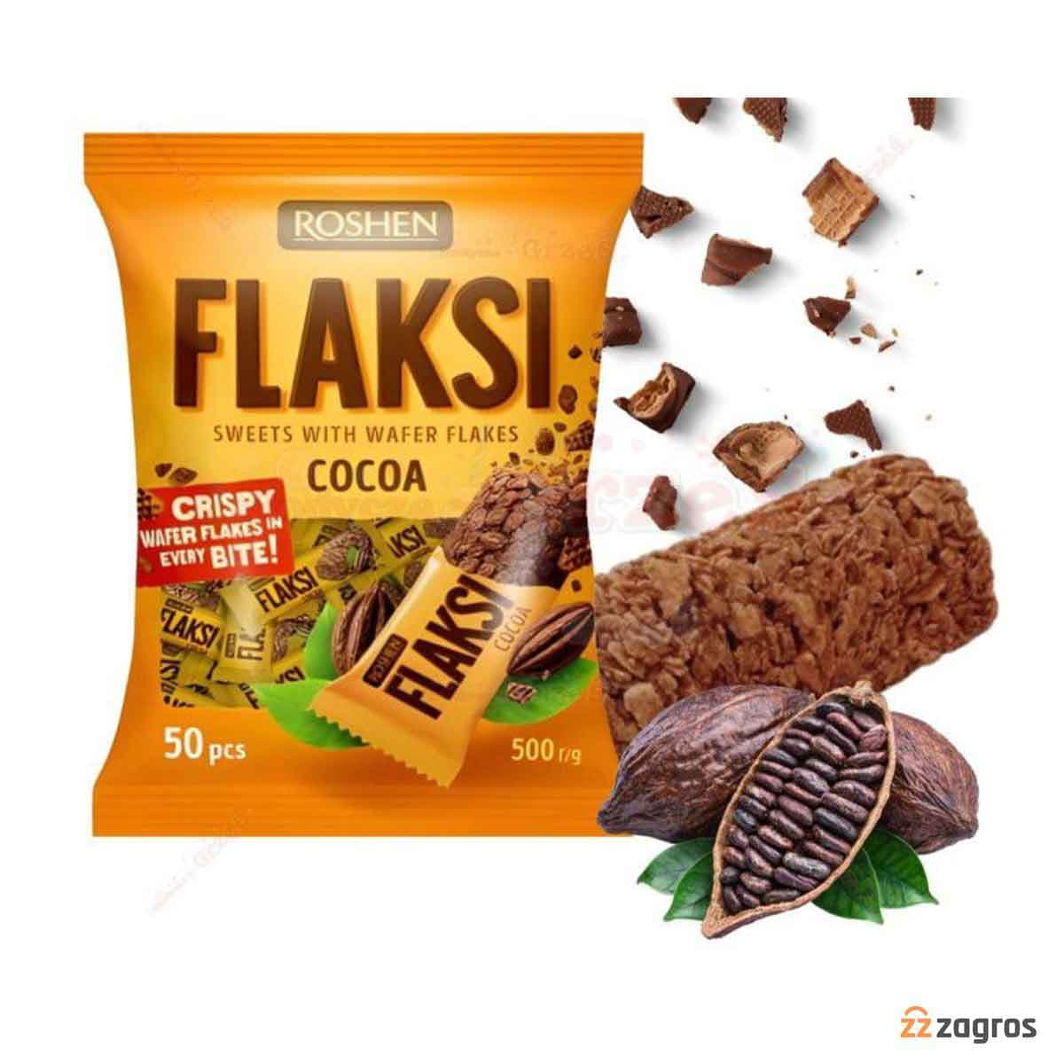 شکلات روشن مدل Roshen Flaksi cocoa بسته ۵۰۰ گرمی