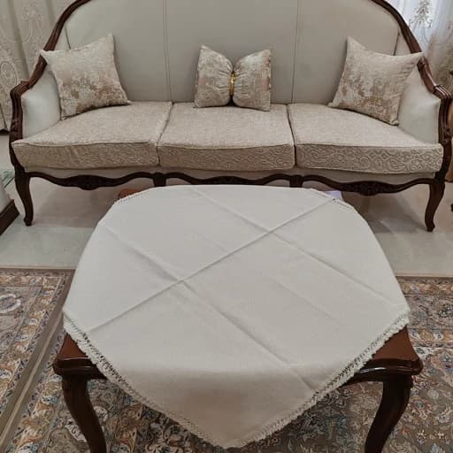 رومیزی مربع بزرگ کنفی دور ریشه دار 1*1 متر — تصویر ۴