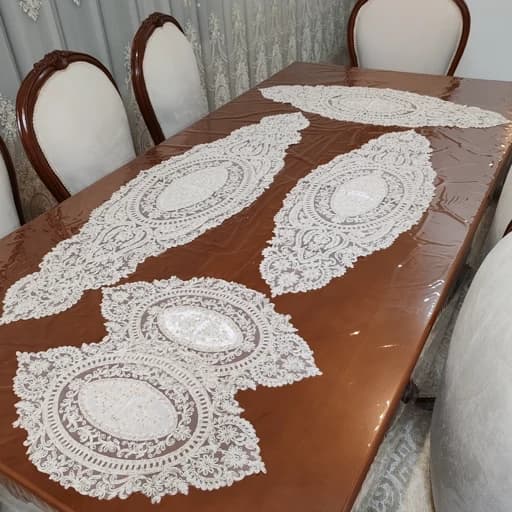 سرویس رومیزی دانتل جدید پنج تکه طرح کارن ترک اصل