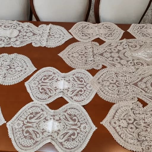سرویس رومیزی دانتل مخمل پنج تکه ترک اصل طرح صدف — تصویر ۶