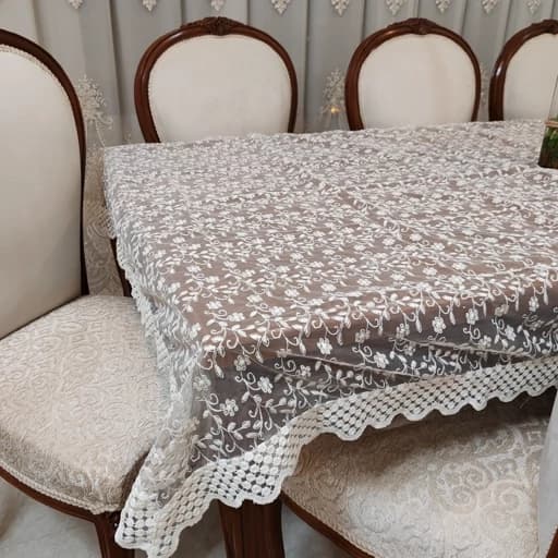 رومیزی غذاخوری جدید حریر گیپور سایز 140*220 سانت