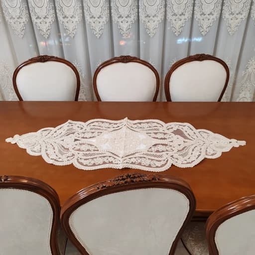 رومیزی پنج تکه مخمل دانتل ترک طرح آی تک — تصویر ۶