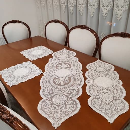 سرویس رومیزی چهار تکه دانتل مخمل طرح کیمیا