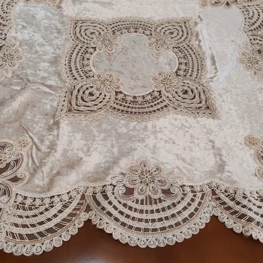ست رومیزی پنج تکه مخمل دانتل ترک اصل طرح درسا — تصویر ۴