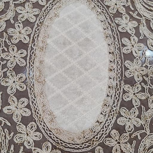 رومیزی دانتل مخمل ایرانی بیضی سه تکه طرح زنجیر — تصویر ۵