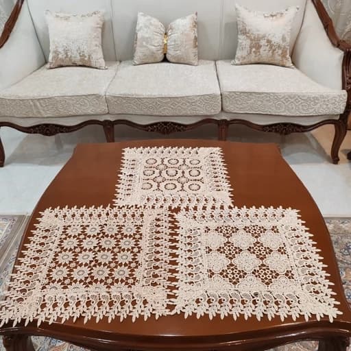 رومیزی عسلی مربع گیپوری سایز 40 سانتی — تصویر ۵