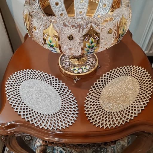 رومیزی توسینی بیضی چرم اکلیلی طرح آفتابگردان 18*30 — تصویر ۷