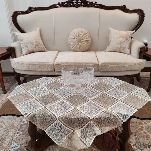 رومیزی گیپوری مربع بزرگ یک متری در سه رنگ — تصویر ۳